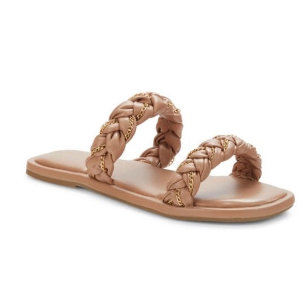 NEW BCBGeneration Tan Tanaka Chainlink Braided Sandals Size 7.5